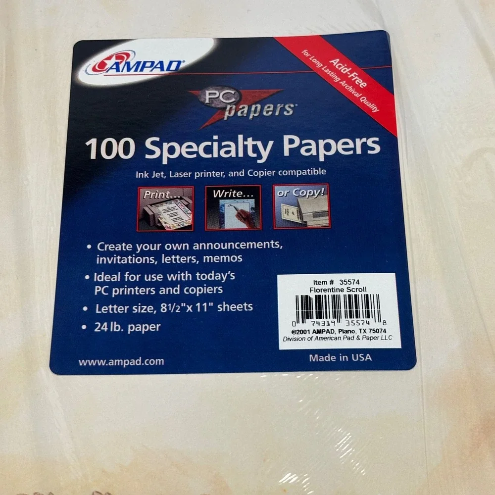 Ampad Specialty Paper Bundle 8.5x11 Scroll Stars Certificate Stationery